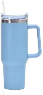 Botella de vaso de acero inoxidable ruseble de 40 onzas con tapa y popote (NEGRO)