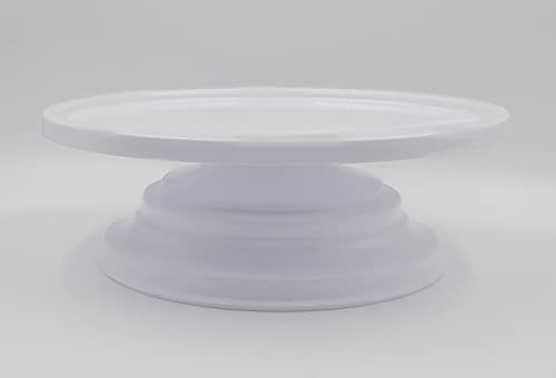 Image of Non Revolving Cake Stand Pedestal 11 inch Diameter (Top), Strong Metal (White)