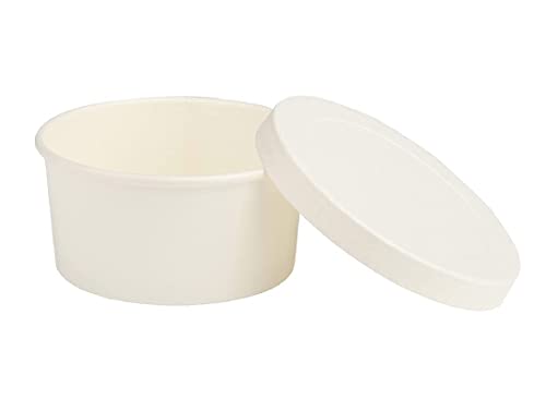 Image of [300 ml, 15 Count, White Disposable Bagasse Paper Container with Lid | Eco-Friendly Bowl /Tub for Picnic, Travel, Food Truck | Ideal for Both Hot & Cold Food