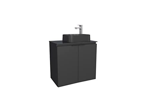 Cozimax Vanity Umbu 24", Floating Bathroom Steel Vanity And Cultured Marble Sink #TOP18
