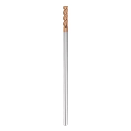 Image of HARFINGTON Micro Grain Carbide Square End Mill 1 /8 inch x 15 /32 inch (3mm x 12mm) Cut 1 /8 inch (3mm) Shank 3 inch (75mm) Length AlTiN Coated 4 Flutes Square Nose Cutter for Alloy Steel Hardened Steel