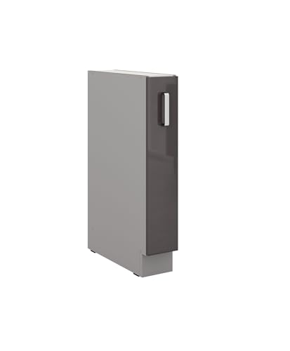 Küche Bianca Grey Hochglanz Grau Unterschrank 15 cm Schrankauszug Küchenschrank