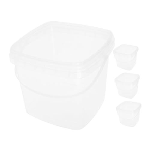 SAFIGLE 4 Piezas Cubos de Plástico Apilables con Tapa y Asa Aptos para Alimentos Contenedores Vacíos para Almacenamiento de Comida Pintura y Manualidades Cubos Multifuncionales y