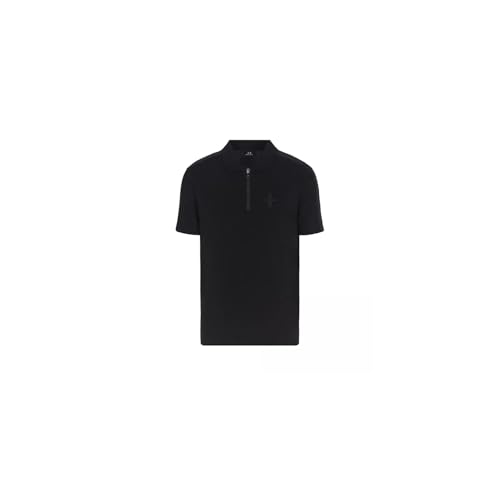 Armani Exchange Men's The Gird, Sustainable, Logo Tape, Front Zip Polo Shirt, Black, XS, Black, XS