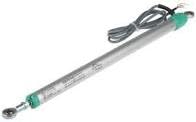 GEFRAN PZ-34-A-125 0000X000X00 WITH 3/4 INCH CYLINDRICAL CASE, PZ34, 1 M CABLE, POTENTIOMETER, 5 KOHM, NO CERTIFICATE, 125 MM STROKE, RECTILINEAR DISPLACEMENT TRANSDUCER, GREEN PLASTIC HEADS, MOUNTING