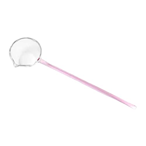 Sharplace Kitchen Serving Ladle Long Mouth Blown Glass Ladle Serving Utensil Spoon for Punch, Soup, Sauce, Salad Dressing, Pink