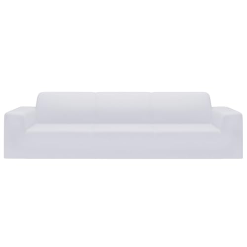 Housse de canapé extensible blanche 4 places en jersey de polyester élastique pour grand salon