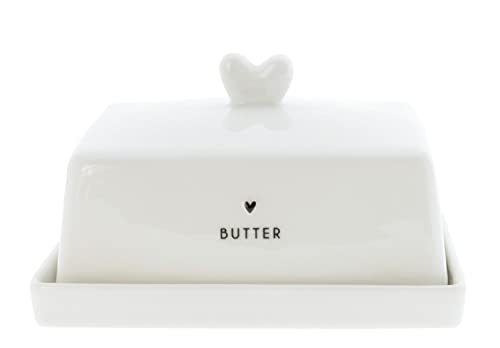 BC Butterdose BUTTER Heart Keramik weiß schwarz Küchenaccessoires...