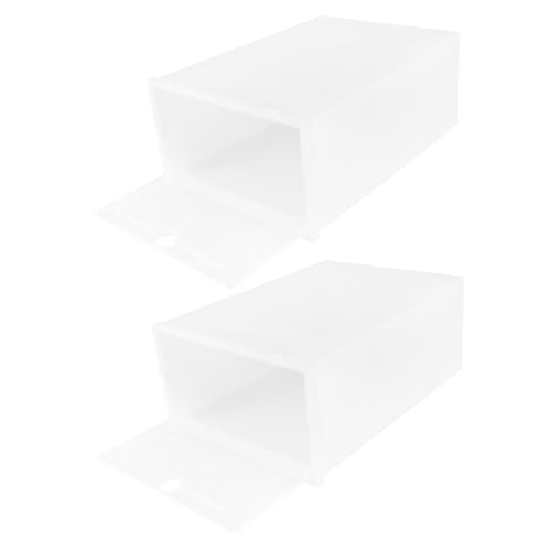 OUNONA 2PCS Transparent Stackable Shoes Storage Box Plastic Shoe Container for Closet Entryway and Organization for Sneakers and High Heels