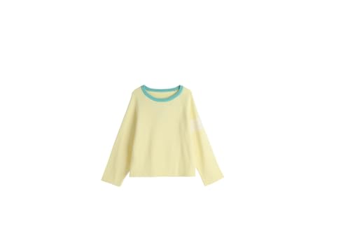Girls Color Block Pullover Sweaters Kids Oversized Fashion Knit Sweater Clothes,Yellow
