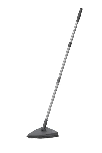 BonKaso Stainless Steel Microfiber Triangle Flat Mop with 360° Rotating Head for All Types of Floor Cleaning - (Grey)