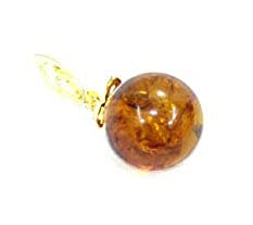 Pendentif ambre orange fait main en argent 925 plaqué or fin