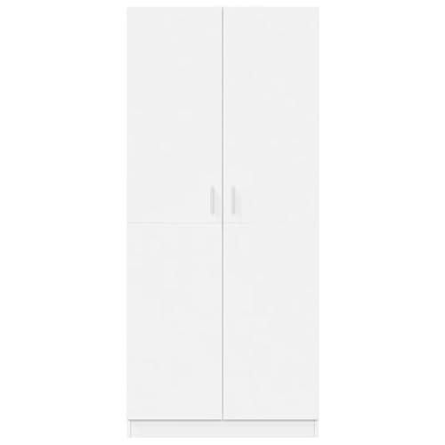 Armario para pasillo blanco con dos puertas batientes y compartimento grande para ropa de hogar 5