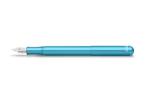 Stylo plume aluminium Kaweco Liliput bleu plume acier M cartouche encre ecriture fine