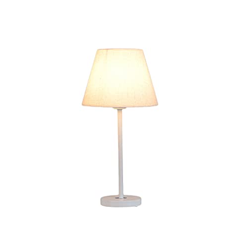 Lámpara de mesa con pantalla de tela y base de hierro