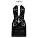 PU Leather Bodycon Dress Women Sexy Shiny Mini Tight Dress Halter Backless Camisole Clubwear Black