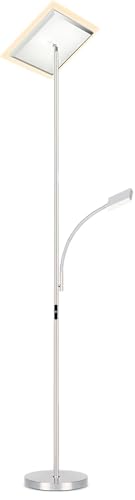 MeLiTec LED Deckenfluter mit Leseleuchte | Titan | Eckig | Dimmbar Warm- bis Kaltweiß | Stehlampe | ST59