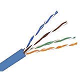 Cat5e, 350 MHz, UL -CSA - UTP, 24AWG, 8C Solid Bare Copper, 500ft, Blue, Bulk Ethernet Cable