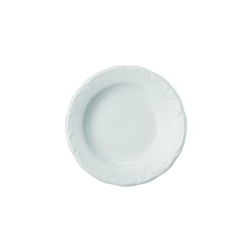 Estojo com 6 Pratos Fundos em Porcelana - Modelo Redondo com Relevo Pomerode - Branca - fabricado pe