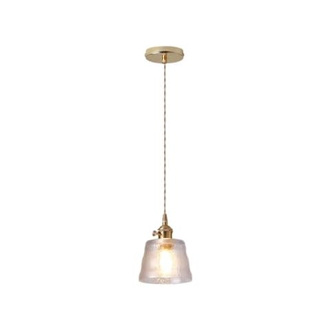 LOTREE Modern Nordic Clear Glass Pendant Light Fixtures Mini Round Frosting Glass with Brass Switch Pendant Ceiling Lamp for Bedroom Bedside(Clear) Cover