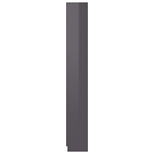 Vidaxl Bookshelf, 5-Layer Design Bookcase, Freestanding Display Storage, Display Shelf For Living Room, Modern, High Gloss Gray Engineered Wood #TOP5