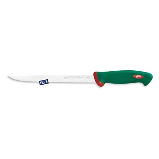 Sanelli Premana Professional Coltello da Filettare Pesce, Acciaio Inossidabile, Verde/Rosso, 22 cm
