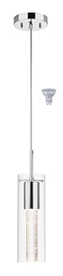 XiNBEi Lighting Pendant Lighting 1 Light Mini Pendant Lights with Glass and Bubble Crystal, Modern Chrome Hanging Pendant Light with LED Bulb for Kitchen & Dining Room XB-P1110-CH
