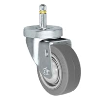 3" X 1-1/4" FX Thermo Plastic Rubber Wheel - Swivel Caster - 7/16" x 1-3/8" Grip Ring Stem Caster - 225 LBS Load Capacity