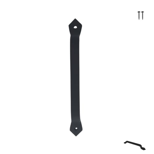 Image of 9 Inch Diamond Curved Barn Door Handle - Black Cast Iron Pull for Sliding Doors, Gates, Sheds, Fences, Closets - Indoor Outdoor Farmhouse Hardware