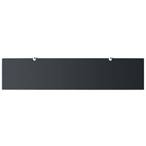 Image of Floating Wall Shelf, Black Tempered Safety Glass, Polished Finish, 35.4x7.9 Inches, Space-Saving Display for Living Room, Bedroom, Bathroom Decor