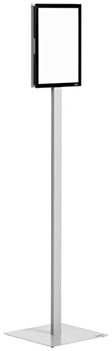 Durable Infoständer mit drehbarer A4 Tafel, zweiseitig lesbar, mit zwei schwarzen Magnetrahmen, grau, 501257