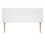 DHOME Cabecero Cabezal tapizado en Polipiel o Tela AQUALINE con Patas cabeceros Cama (Tela Blanco,135x105cm (Camas 120/135/140))