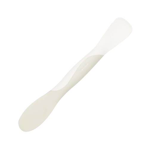 Image of Tovolo Mini Scoop and Spread Tool for Kitchen Meal Prep Small Sandwich Spreader Spatula for Peanut Butter Jelly, Silicone BPA Free Dishwasher Safe Scooper Spreader, Cotton White and Ivory