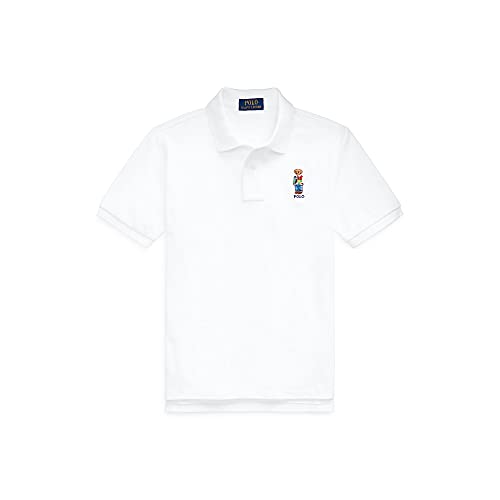 Polo Ralph Lauren Big Boys Polo Bear Cotton Mesh Polo Shirt (White(3002), Small)