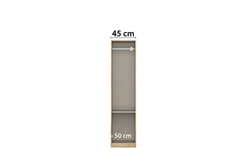 Rauch Möbel Celle, Kleiderschrank für Schlafzimmer, Kinderzimmer, Babyzimmer, Garderobe, Flur, 1-türig, 2 Schubladen, Farbe Hochglanz Weiß/Weiß, Breite 47 cm