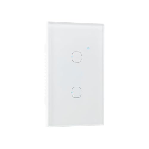 Interruptor Inteligente Touch Wi-Fi 2 Teclas Branco | Compatível com Alexa, Google e SmartThings, Painel de Vidro, Conexão Wi-Fi, 1 Ano de Garantia