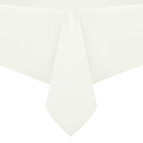 Image of Romanstile 100% Waterproof PVC Tablecloth, Rectangle Oil Spill Proof Stain Resistant Vinyl Table Cloth, Wipe Clean Plastic Table Covers for Kitchen /Dining /Parties - 60 x 102 Inch, Ivory