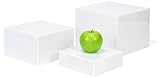 Red Co. Set of 3 Glossy White Acrylic Cube Display Nesting Risers with Hollow Bottoms