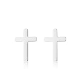 Pendientes de cruz para mujeres y niñas, aretes de cruz para cumpleaños, Navidad, Medio, Metal, Sin piedra preciosa