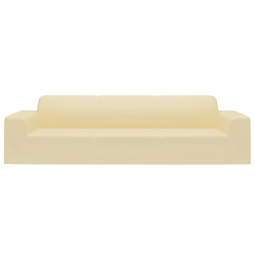 Housse de canapé 4 places crème extensible pour masquer l'usure - 4