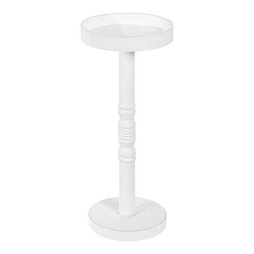 Kate and Laurel Bellport Farmhouse Drink Table, 10 x 10 x 22, White, Decorative Coastal Cocktail Table with Round Tabletop and Colonial Base for Farmhouse Décor