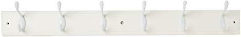 keypak 6-Hook Wall-Mounted Coat Rack, White, Satin Nickel