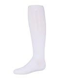 MeMoi Girls Wide Ribbed Cotton Blend Uniform Knee Socks White 7-8