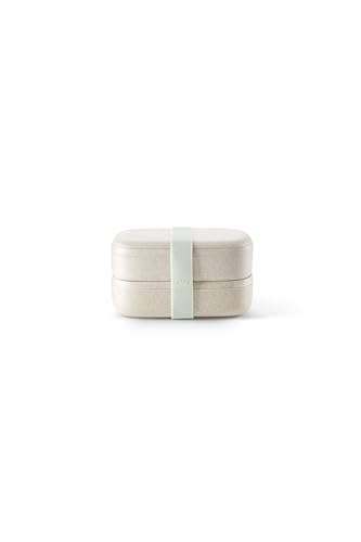 Lékué Lunch Box Organic, Recipiente doble para transportar alimentos Beis, almuerzos y comidas en el trabajo o fuera de casa, 1000 ml