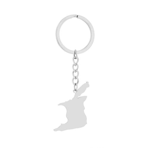 LUTAKU Porte-clés carte et drapeau de Trinité-et-Tobago pour homme et femme, pendentif carte de Trinité-et-Tobago, accessoires de bijoux en acier inoxydable, Silver02., taille unique
