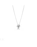 GV GIOIELLI DI VALENZA Collana punto luce a griffes grande in oro bianco 18k con diamante, 0.04 ct, spedizione gratuita.