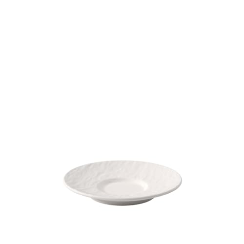 Villeroy & Boch Manufacture Rock Blanc Mocha/Espresso Saucer, 12 cm, Premium Porcelain, White
