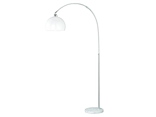 LED Bogenleuchte mit großer Ausladung, Marmorfuß, Silber/Weiß,...