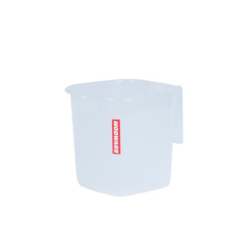 Image of MODWARE Plastic Bucket with Mug Set, 20L Transparent Bucket with 1 Litre Mug, Durable Lightweight Bathroom Set (White, 20L)