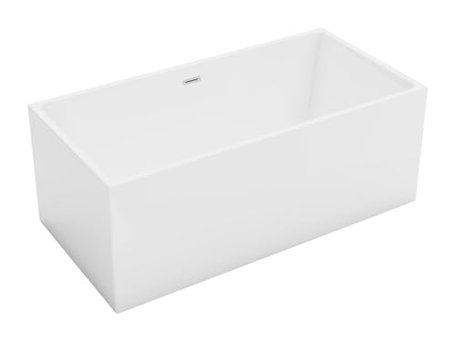 Vente-unique-Bañera semi exenta rectangular - 315 L - 170 x 80 x 58 cm - Blanca - Acrílico - PIKAIA